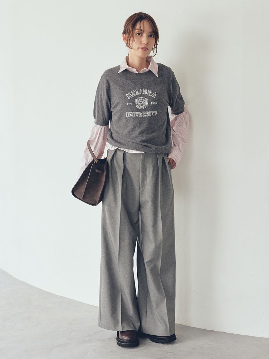 Mila Owen「ウエストベルトタックワイドパンツ」|チノ|