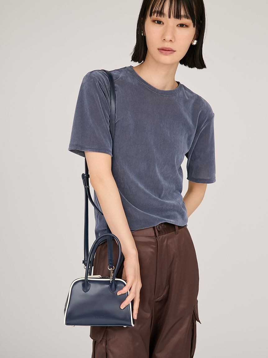 emmi atelier「フェイクレザーパイピングミニボストンバッグ」|ボストンバッグ|NVY