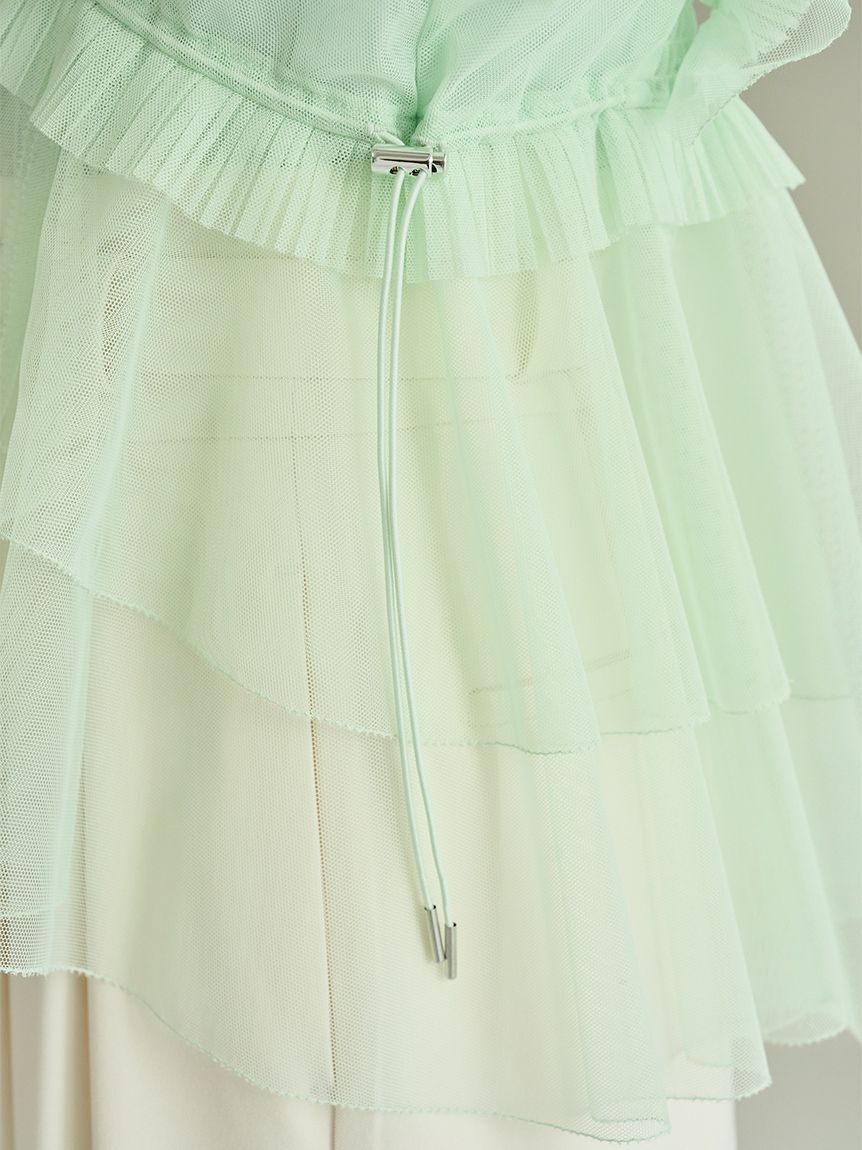 SNIDEL「Sustainableチュールペプラムブラウス」|シャツ・ブラウス|