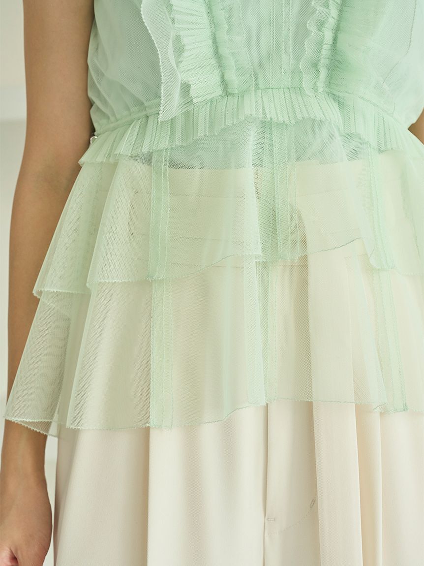 SNIDEL「Sustainableチュールペプラムブラウス」|シャツ・ブラウス|