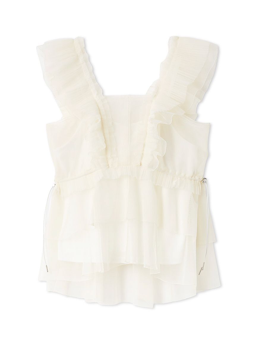 SNIDEL「Sustainableチュールペプラムブラウス」|シャツ・ブラウス|