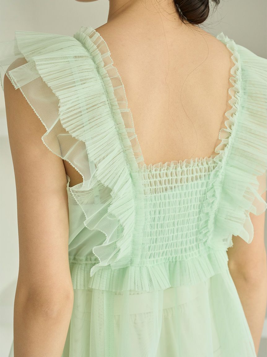 SNIDEL「Sustainableチュールペプラムブラウス」|シャツ・ブラウス|