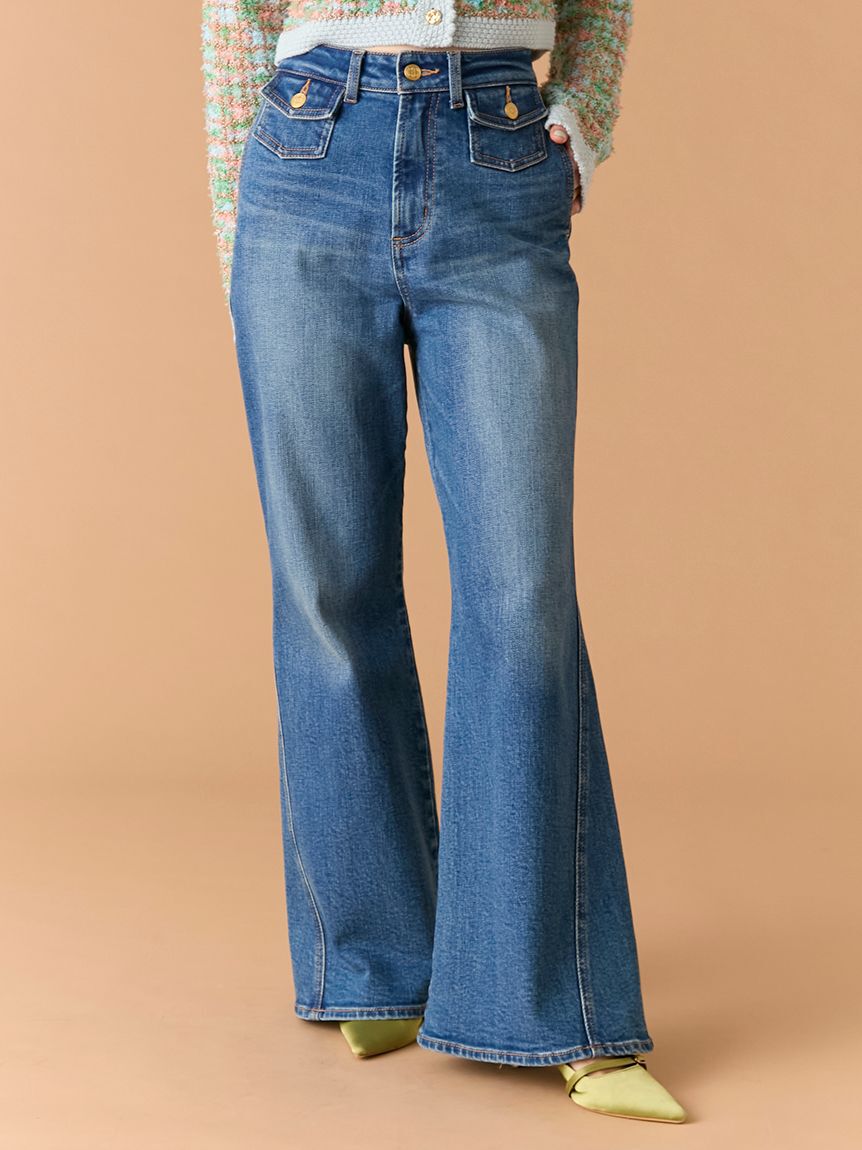 LILY BROWN「【WEB限定00サイズ】ストレッチフレアデニムパンツ」|デニム|