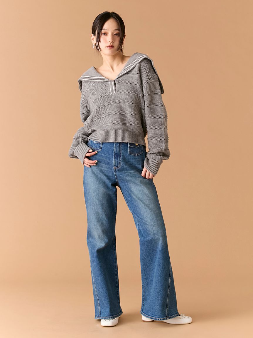 LILY BROWN「【WEB限定00サイズ】ストレッチフレアデニムパンツ」|デニム|