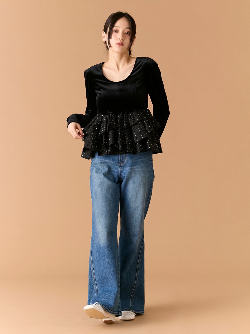 LILY BROWN「【WEB限定00サイズ】ストレッチフレアデニムパンツ」|デニム|