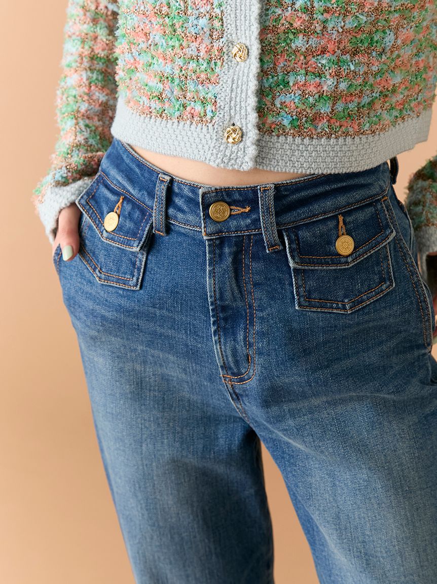 LILY BROWN「【WEB限定00サイズ】ストレッチフレアデニムパンツ」|デニム|