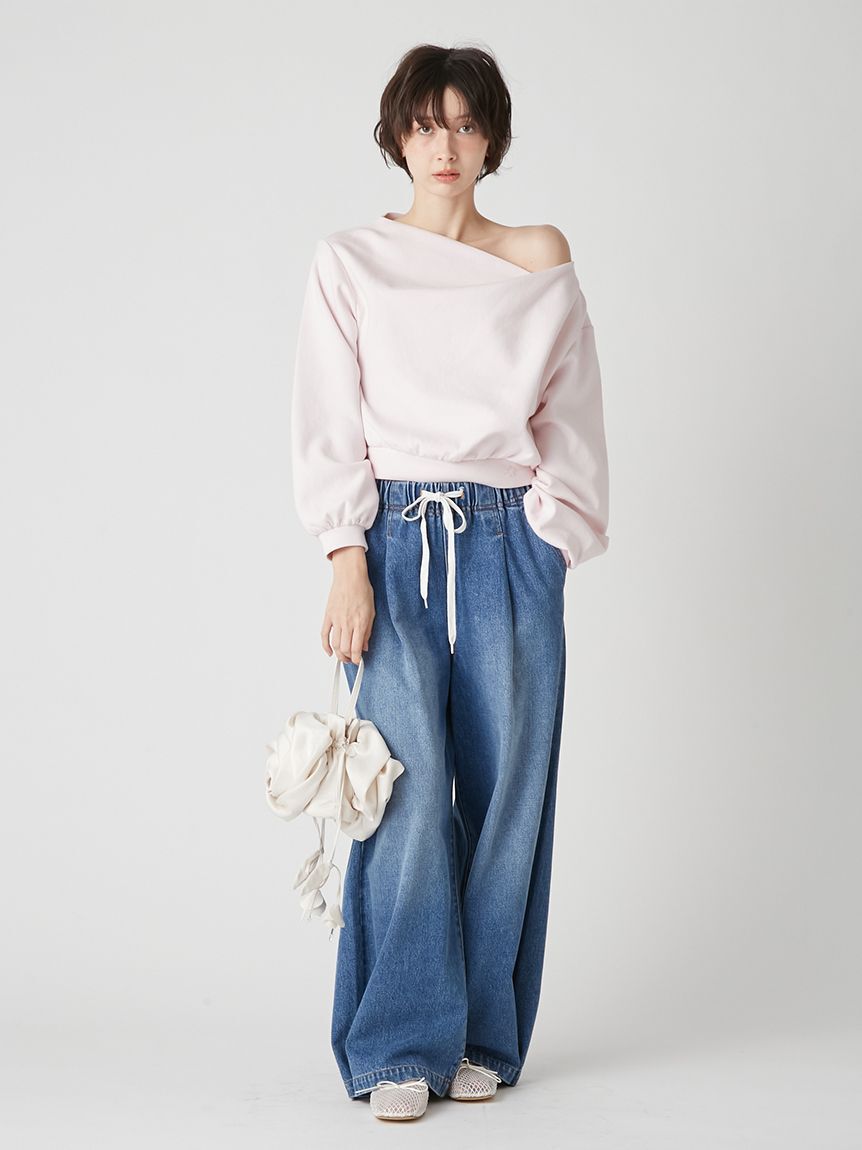 LILY BROWN「【WEB限定00サイズ】ワイドレッグイージーデニムパンツ」|デニム|