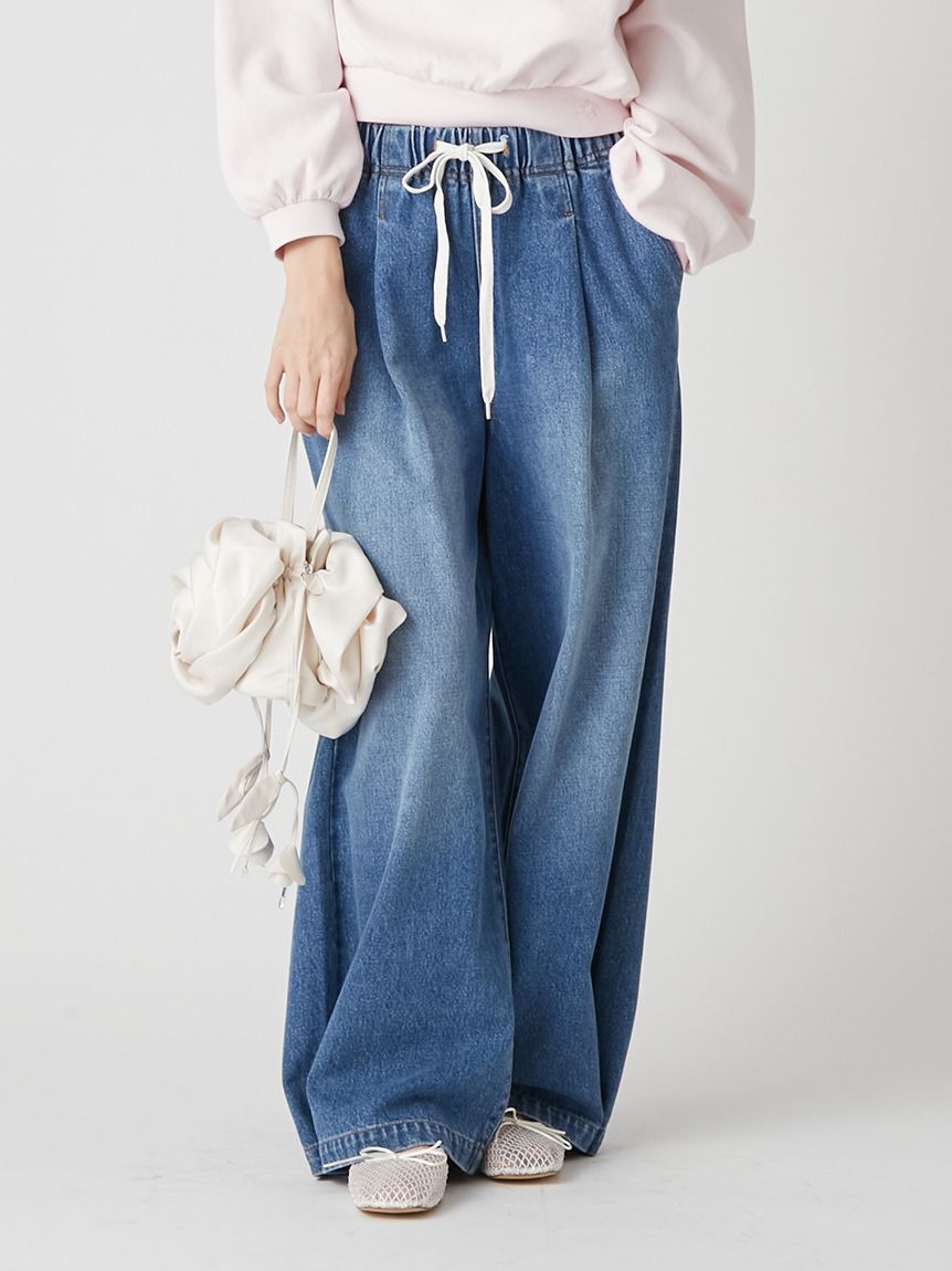 LILY BROWN「【WEB限定00サイズ】ワイドレッグイージーデニムパンツ」|デニム|