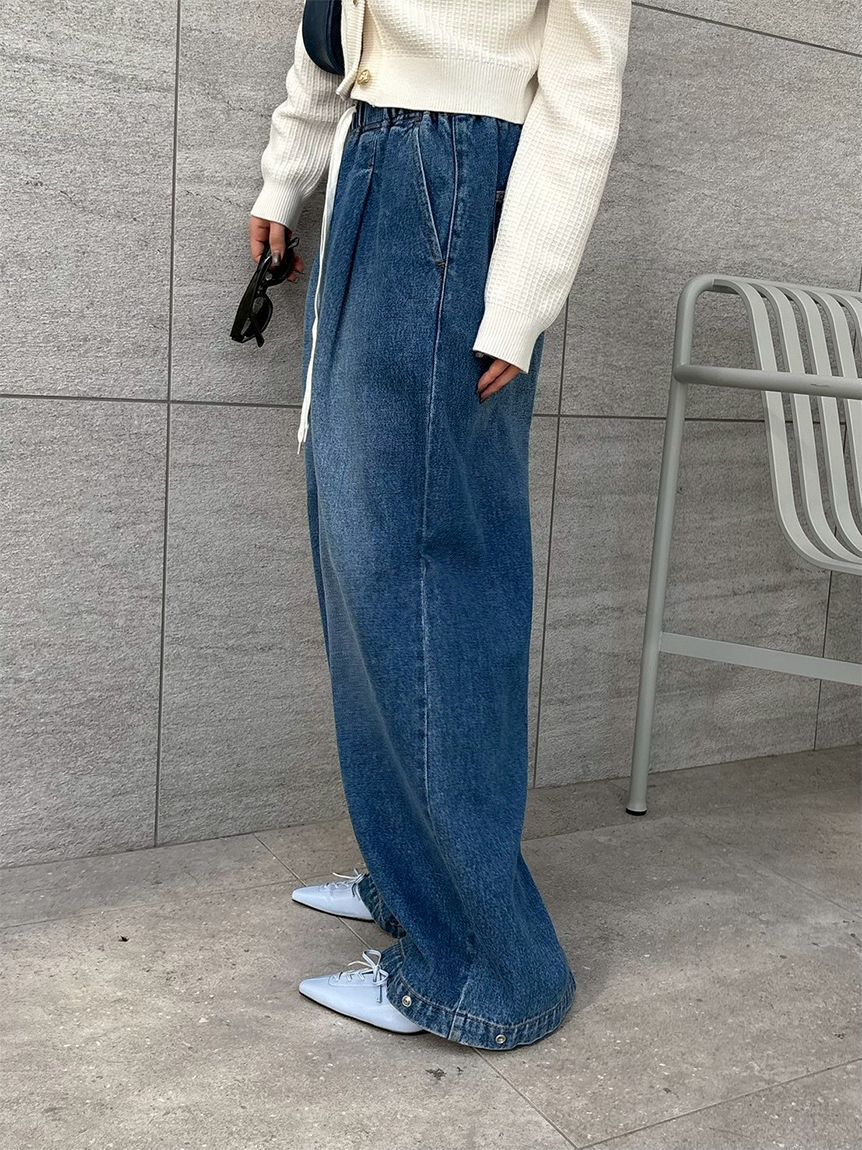 LILY BROWN「【WEB限定00サイズ】ワイドレッグイージーデニムパンツ」|デニム|