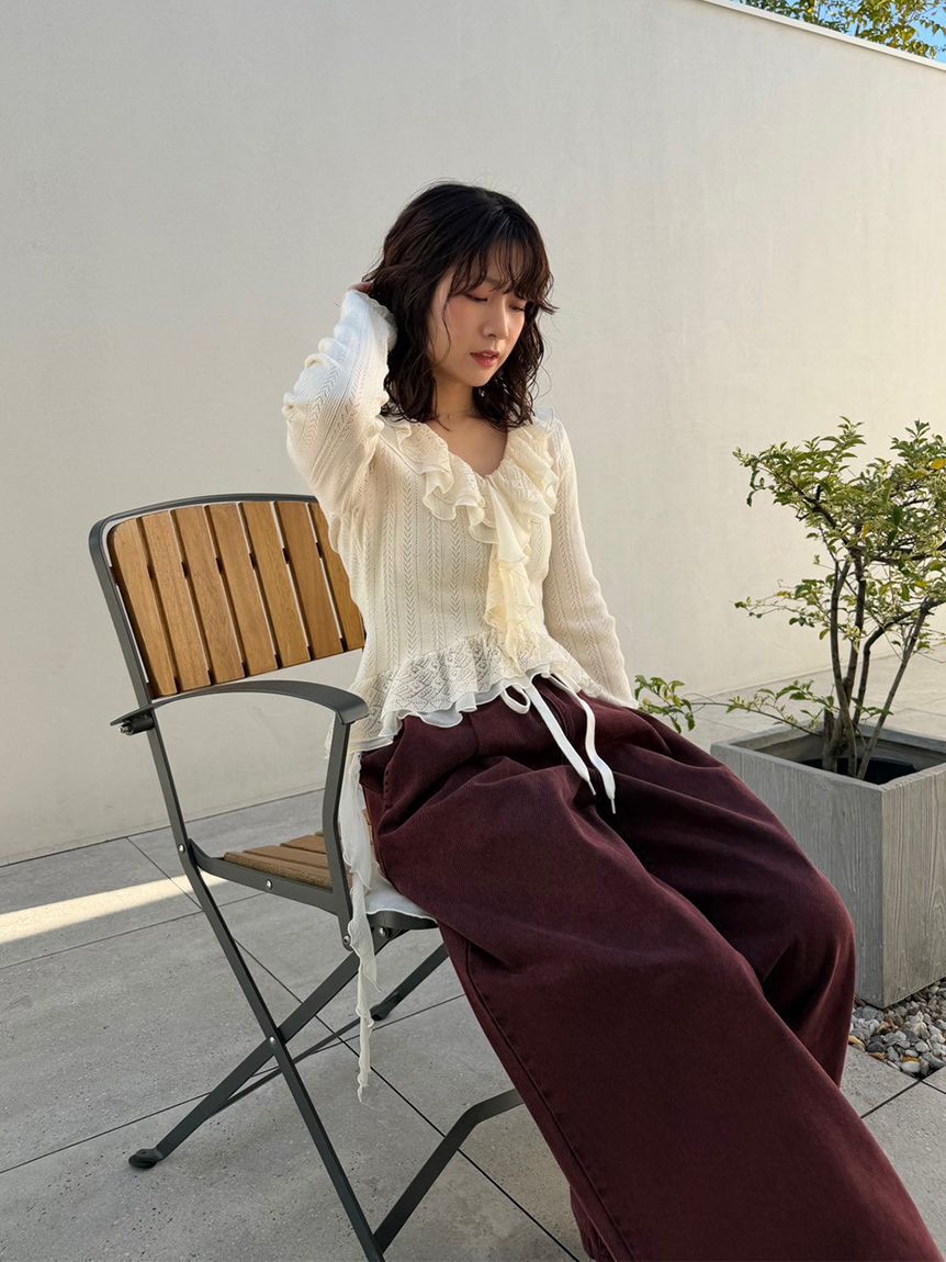 LILY BROWN「【WEB限定00サイズ】ワイドレッグイージーデニムパンツ」|デニム|