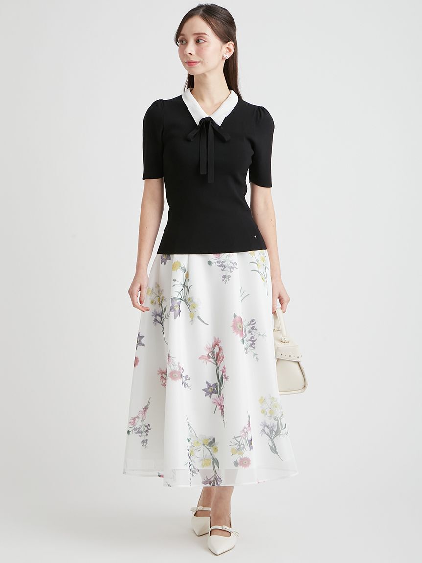 CELFORD「【洗える】ボウタイリボン衿付きニットプルオーバー」|ニット・セーター|