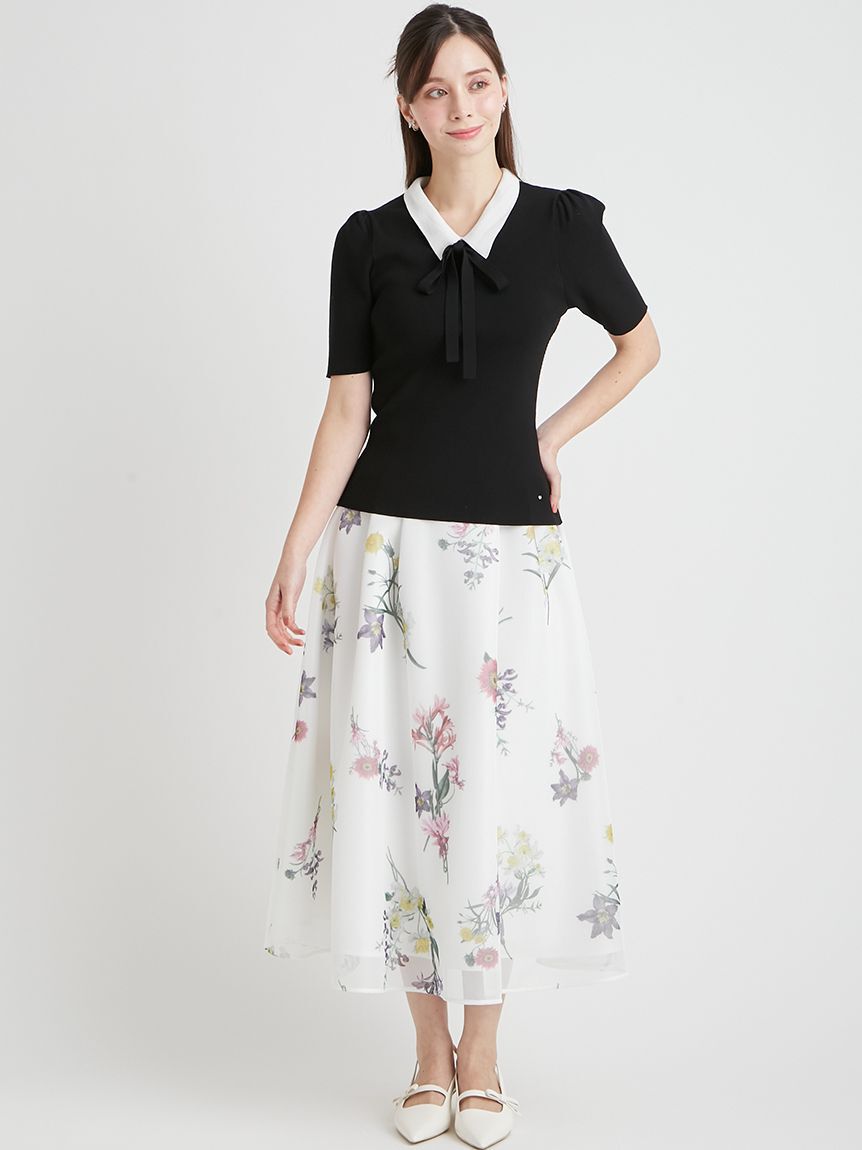 CELFORD「【洗える】ボウタイリボン衿付きニットプルオーバー」|ニット・セーター|