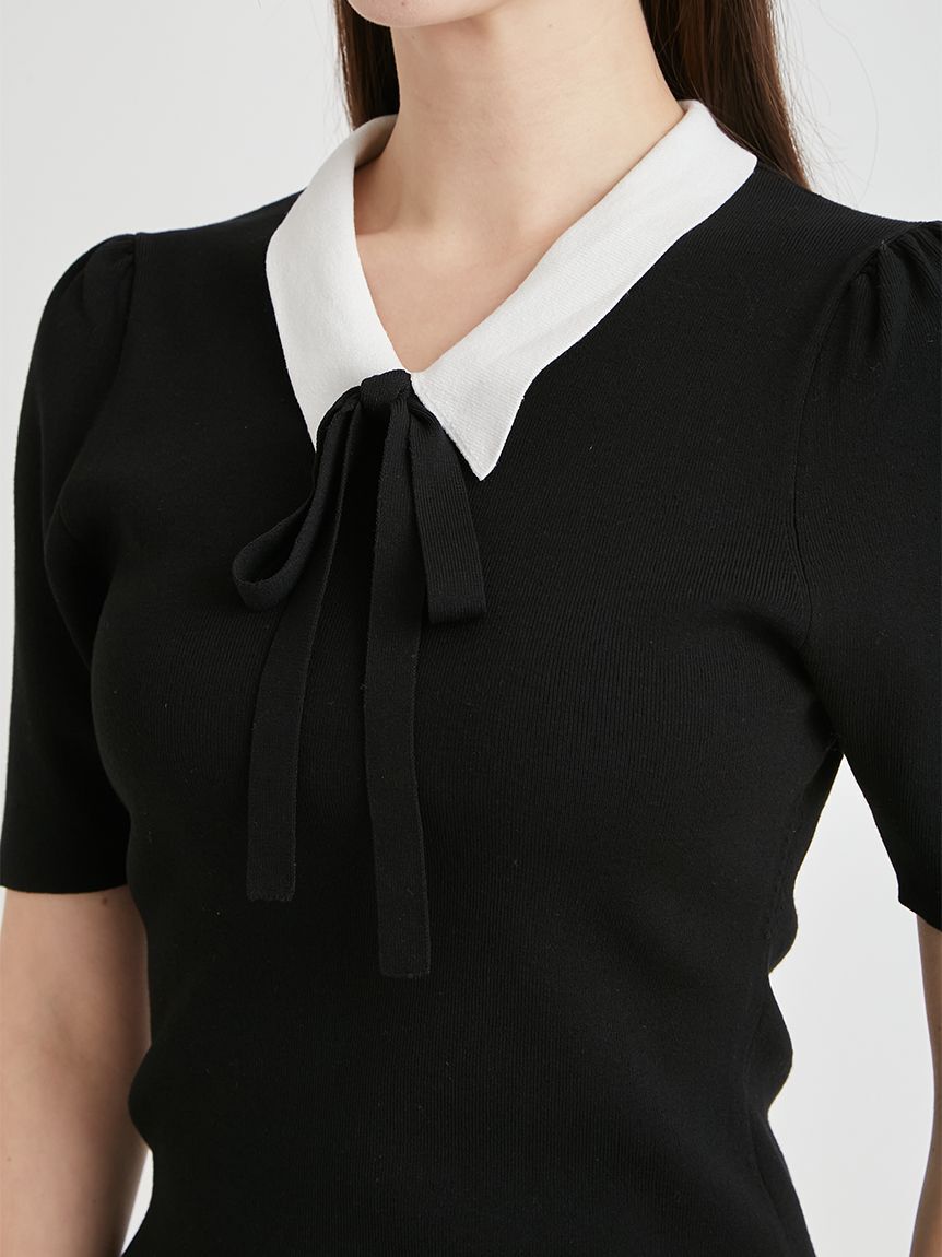 CELFORD「【洗える】ボウタイリボン衿付きニットプルオーバー」|ニット・セーター|