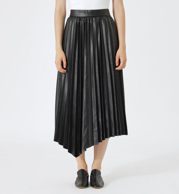  「シンセティックレザーアシンメトリープリーツスカート」|スカート|