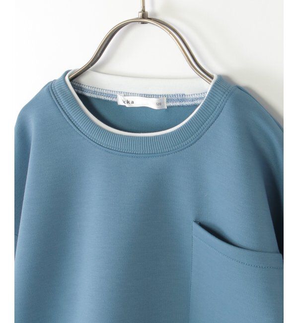 ikka kids「【洗濯機で洗える／親子おそろい】GOKU楽ダンボールレイヤープルオーバー（120~160cm）」|Tシャツ・カットソー|