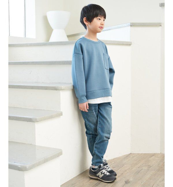 ikka kids「【洗濯機で洗える／親子おそろい】GOKU楽ダンボールレイヤープルオーバー（120~160cm）」|Tシャツ・カットソー|