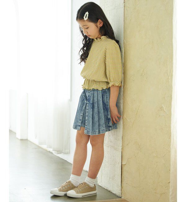 ikka kids「ブラウスライクチェック7分袖プルオーバー（120~160cm）」|Tシャツ・カットソー|