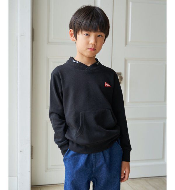 ikka kids「ロープ襟ポケ付き袖ロゴトレーナー（120~160cm）」|Tシャツ・カットソー|