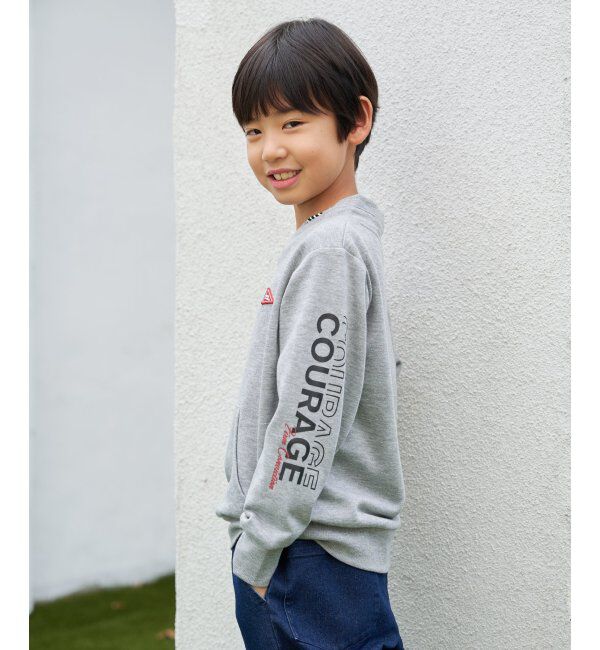 ikka kids「ロープ襟ポケ付き袖ロゴトレーナー（120~160cm）」|Tシャツ・カットソー|