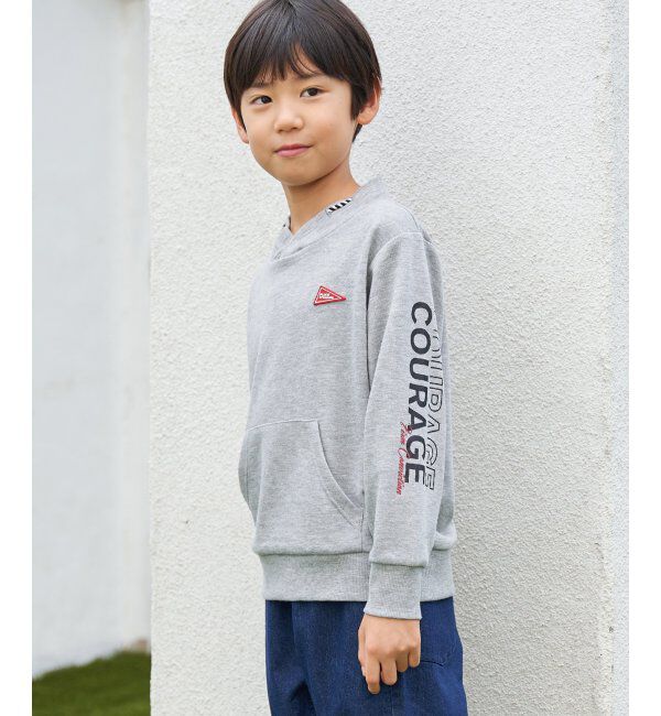 ikka kids「ロープ襟ポケ付き袖ロゴトレーナー（120~160cm）」|Tシャツ・カットソー|モクグレー