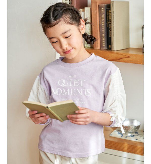 ikka kids「袖布帛シャーリング7分Tシャツ（120~160cm）」|Tシャツ・カットソー|