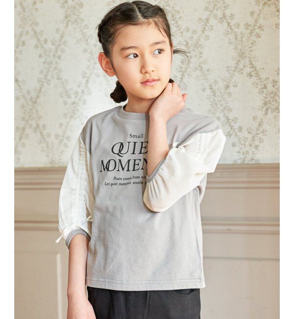 ikka kids「袖布帛シャーリング7分Tシャツ（120~160cm）」|Tシャツ・カットソー|