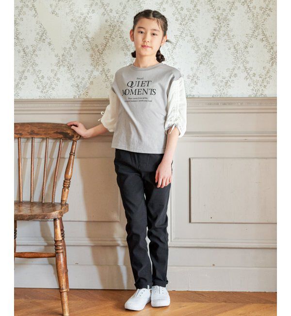 ikka kids「袖布帛シャーリング7分Tシャツ（120~160cm）」|Tシャツ・カットソー|