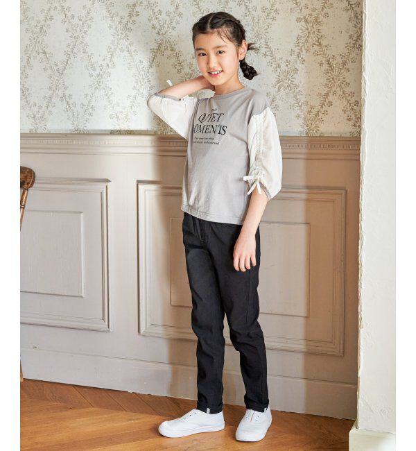 ikka kids「袖布帛シャーリング7分Tシャツ（120~160cm）」|Tシャツ・カットソー|