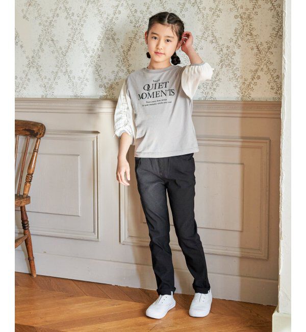 ikka kids「袖布帛シャーリング7分Tシャツ（120~160cm）」|Tシャツ・カットソー|