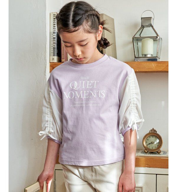 ikka kids「袖布帛シャーリング7分Tシャツ（120~160cm）」|Tシャツ・カットソー|