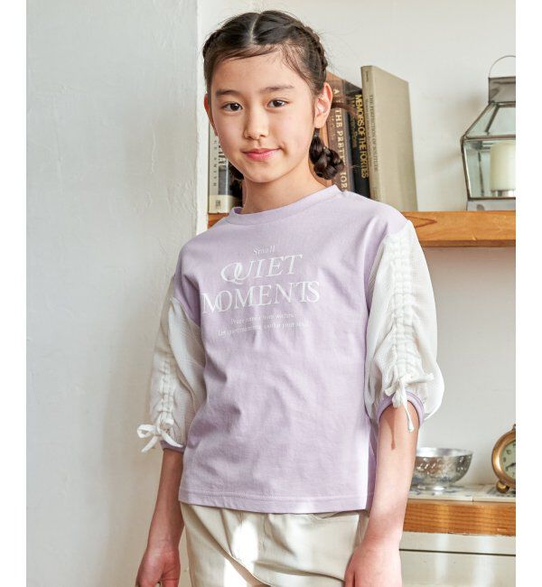 ikka kids「袖布帛シャーリング7分Tシャツ（120~160cm）」|Tシャツ・カットソー|