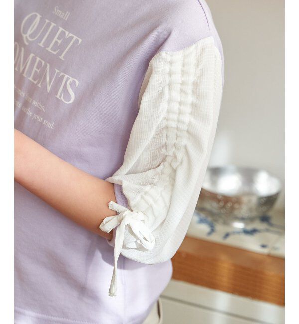 ikka kids「袖布帛シャーリング7分Tシャツ（120~160cm）」|Tシャツ・カットソー|