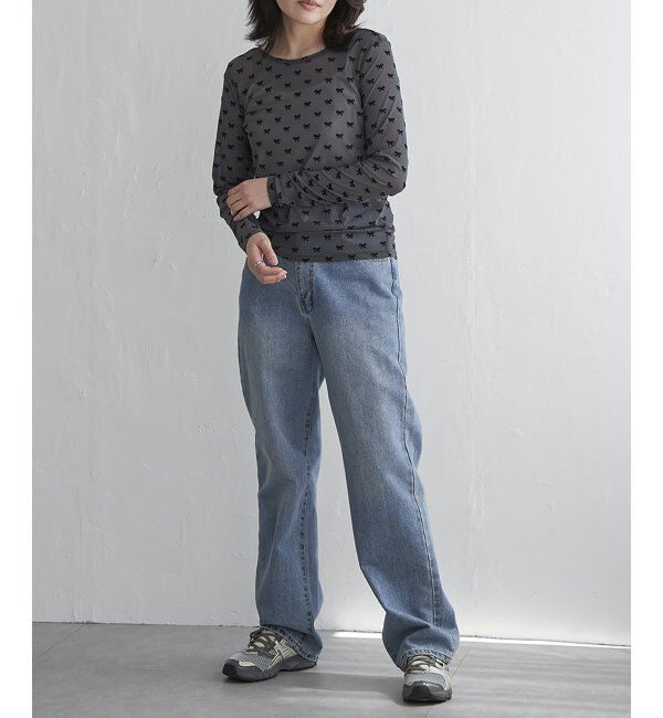 VENCE share style「シアーリボンフロッキープルオーバー」|Tシャツ・カットソー|