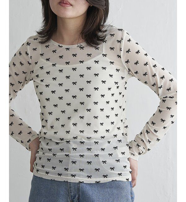 VENCE share style「シアーリボンフロッキープルオーバー」|Tシャツ・カットソー|