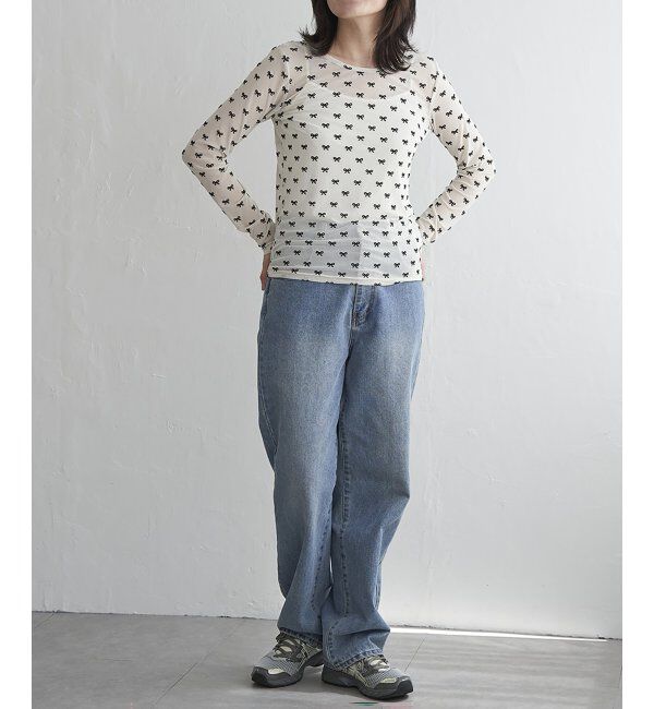 VENCE share style「シアーリボンフロッキープルオーバー」|Tシャツ・カットソー|