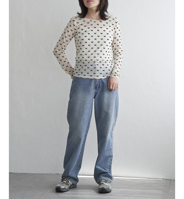 VENCE share style「シアーリボンフロッキープルオーバー」|Tシャツ・カットソー|