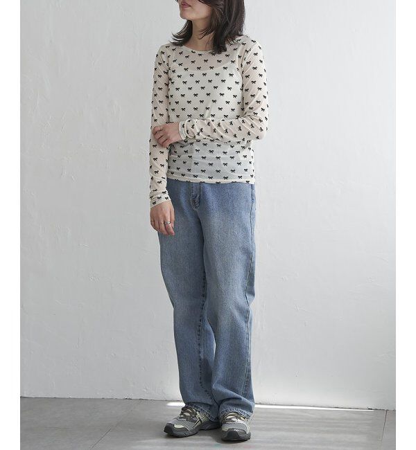 VENCE share style「シアーリボンフロッキープルオーバー」|Tシャツ・カットソー|