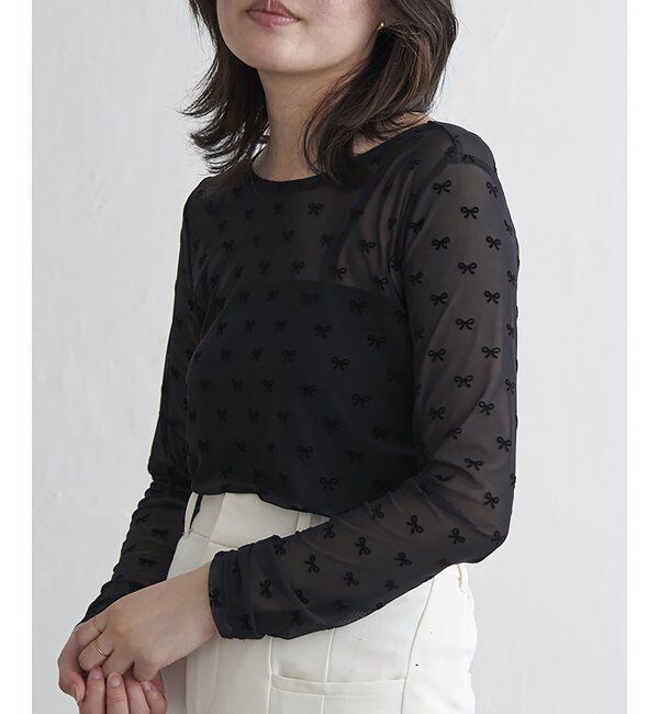 VENCE share style「シアーリボンフロッキープルオーバー」|Tシャツ・カットソー|