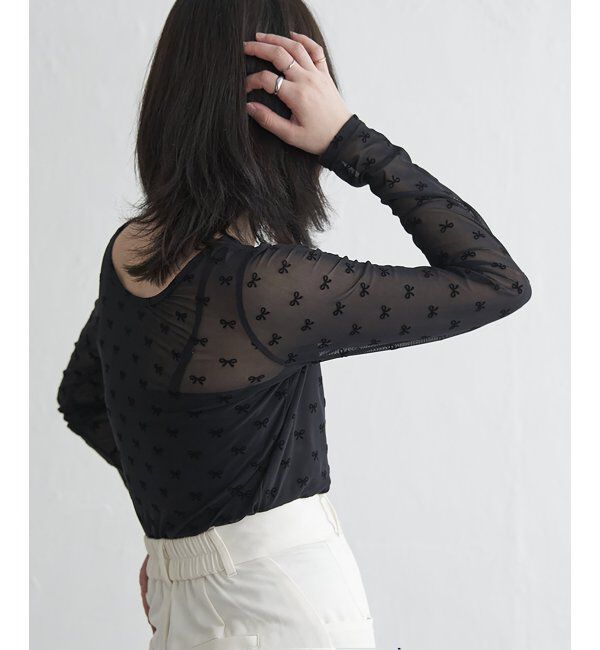 VENCE share style「シアーリボンフロッキープルオーバー」|Tシャツ・カットソー|