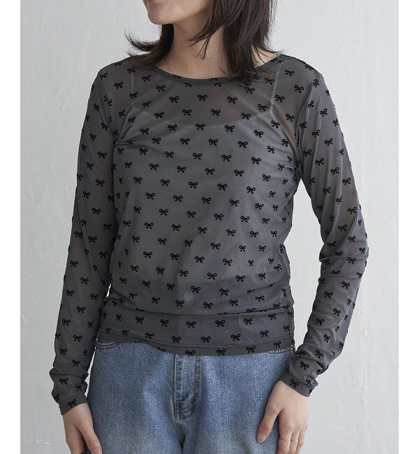 VENCE share style「シアーリボンフロッキープルオーバー」|Tシャツ・カットソー|