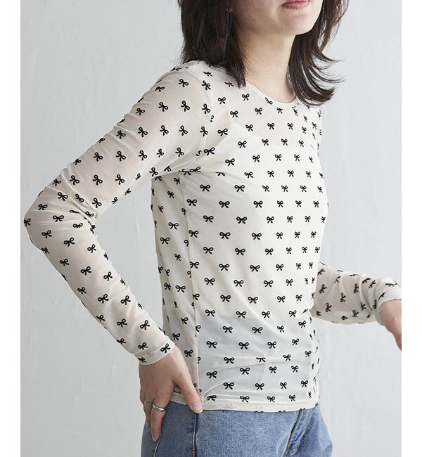 VENCE share style「シアーリボンフロッキープルオーバー」|Tシャツ・カットソー|アイボリー