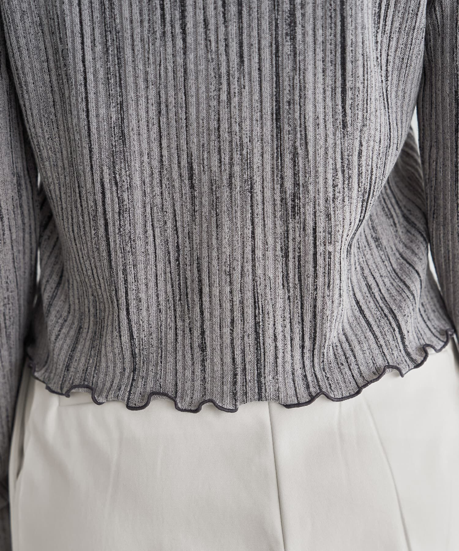 STYLE DELI「かすれ柄編みWボタン襟付きトップス」|ニット・セーター|