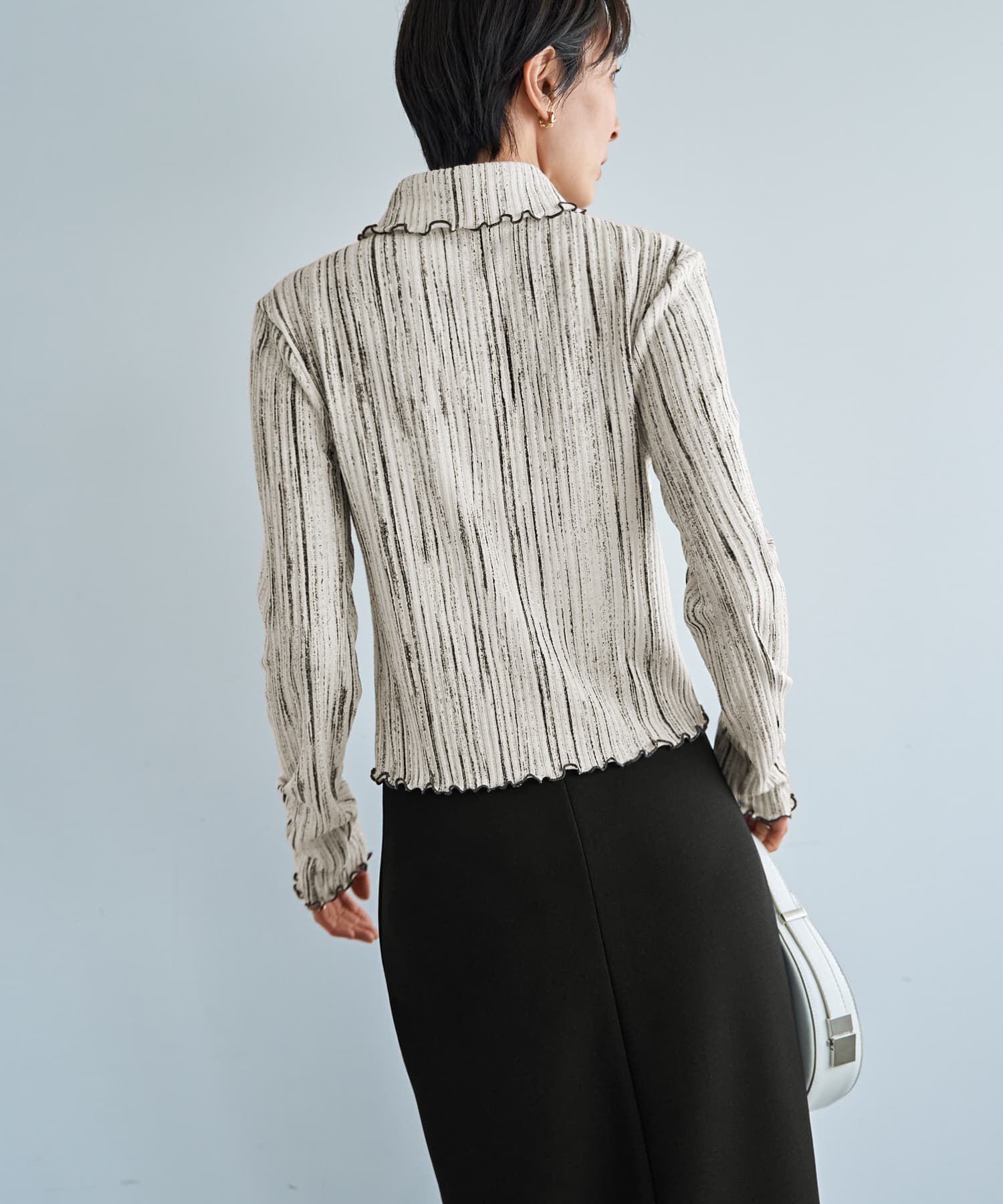 STYLE DELI「かすれ柄編みWボタン襟付きトップス」|ニット・セーター|