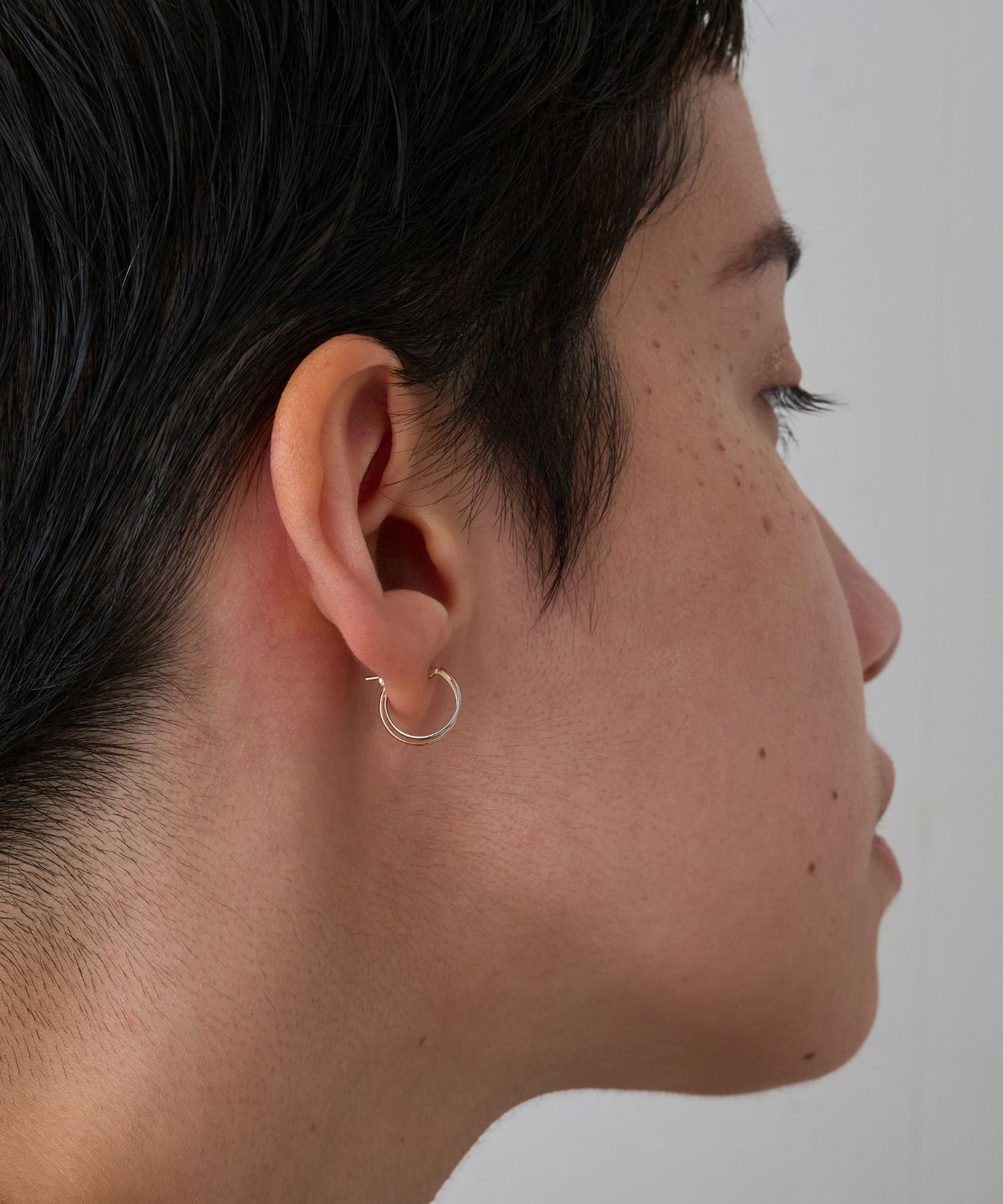 JUPITER「【K18PG,Pt900】ダブルラインコンビカラーフープピアス/金属アレルギー対応」|ピアス|