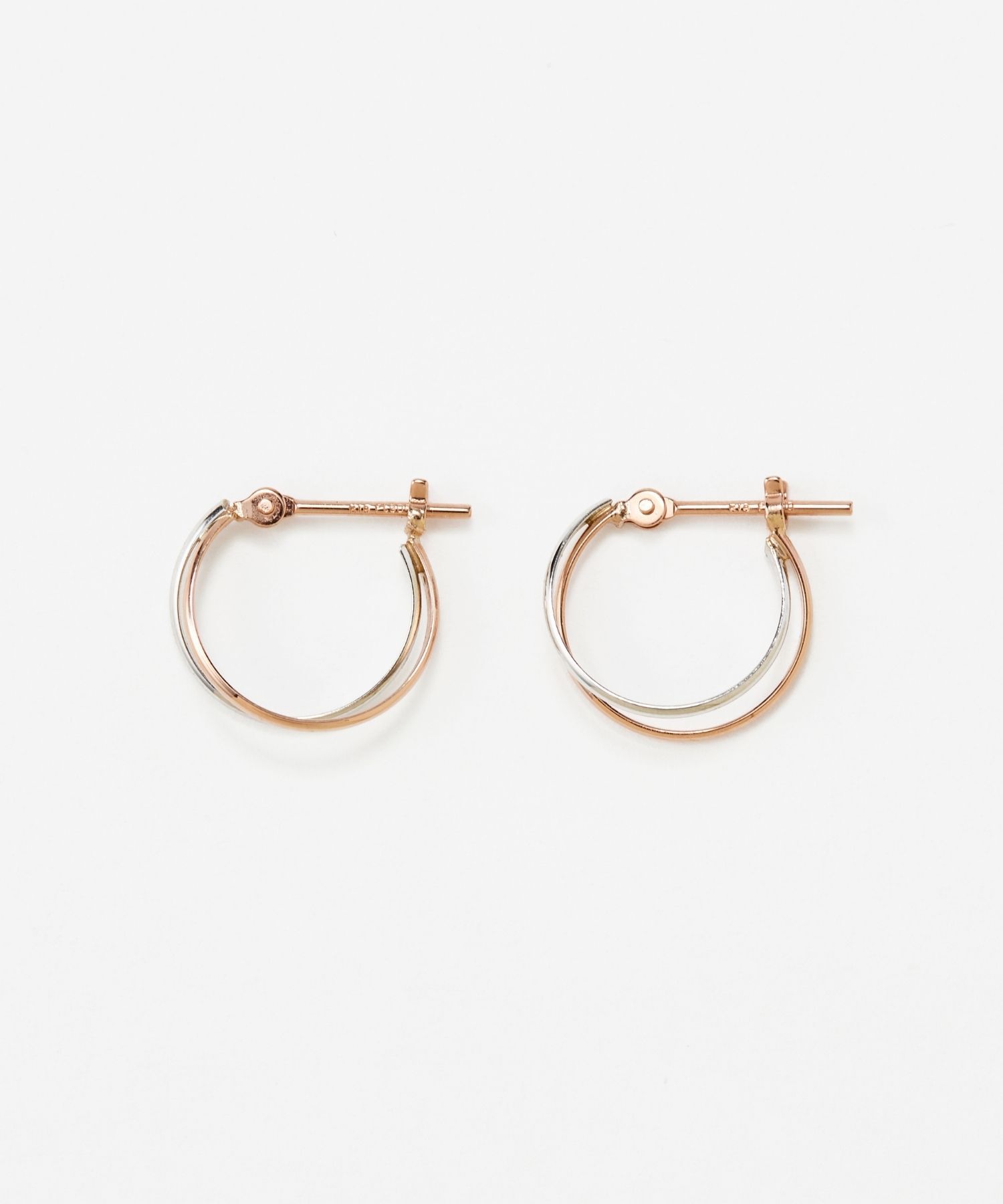 JUPITER「【K18PG,Pt900】ダブルラインコンビカラーフープピアス/金属アレルギー対応」|ピアス|