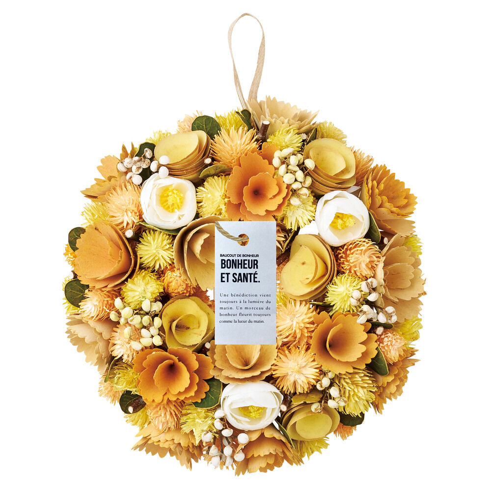 BACKYARD FAMILY「ナチュラル リース Mサイズ 玄関 M 通販 造花 フラワーギフト 飾り フェイクフラワー」|その他|イエロー2