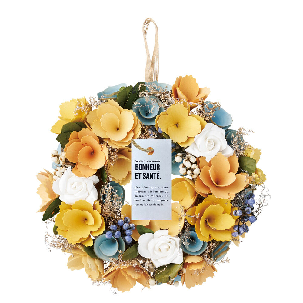 BACKYARD FAMILY「ナチュラル リース Mサイズ 玄関 M 通販 造花 フラワーギフト 飾り フェイクフラワー」|その他|イエロー4