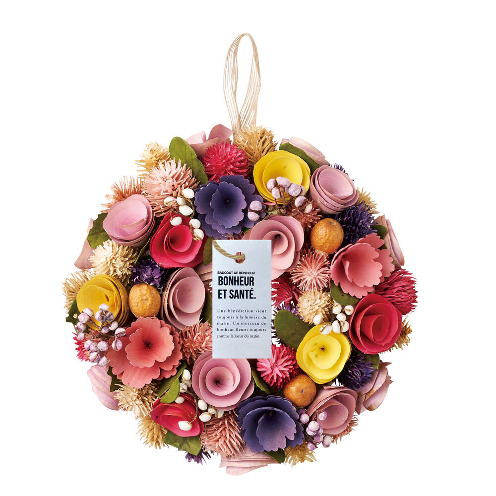 BACKYARD FAMILY「ナチュラル リース Mサイズ 玄関 M 通販 造花 フラワーギフト 飾り フェイクフラワー」|その他|ピンク1