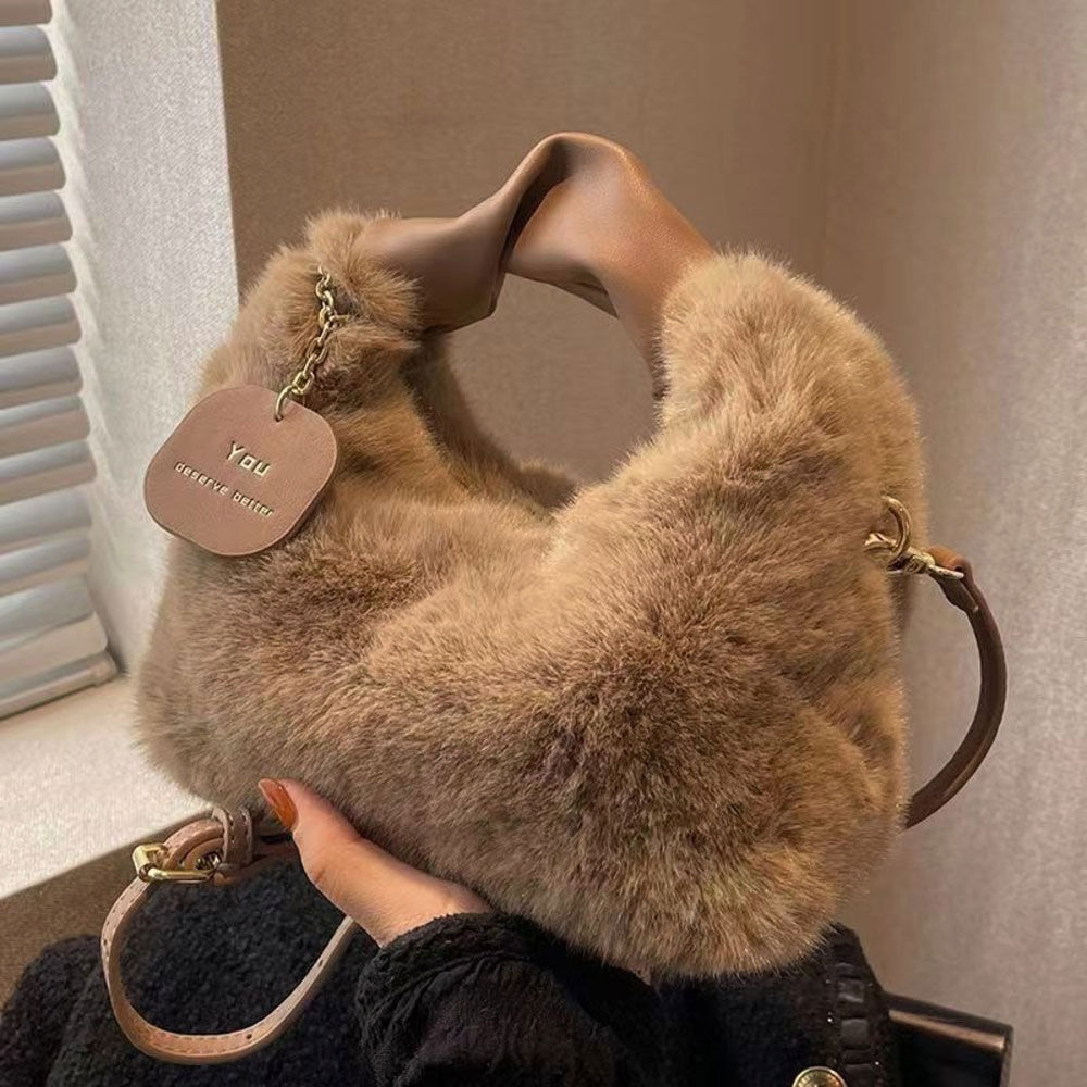 BACKYARD FAMILY「ファーバッグ 斜めがけ 通販 ファー ショルダー バッグ ハンドバッグ ショルダーバック」|ショルダー・メッセンジャー|ブラウン1
