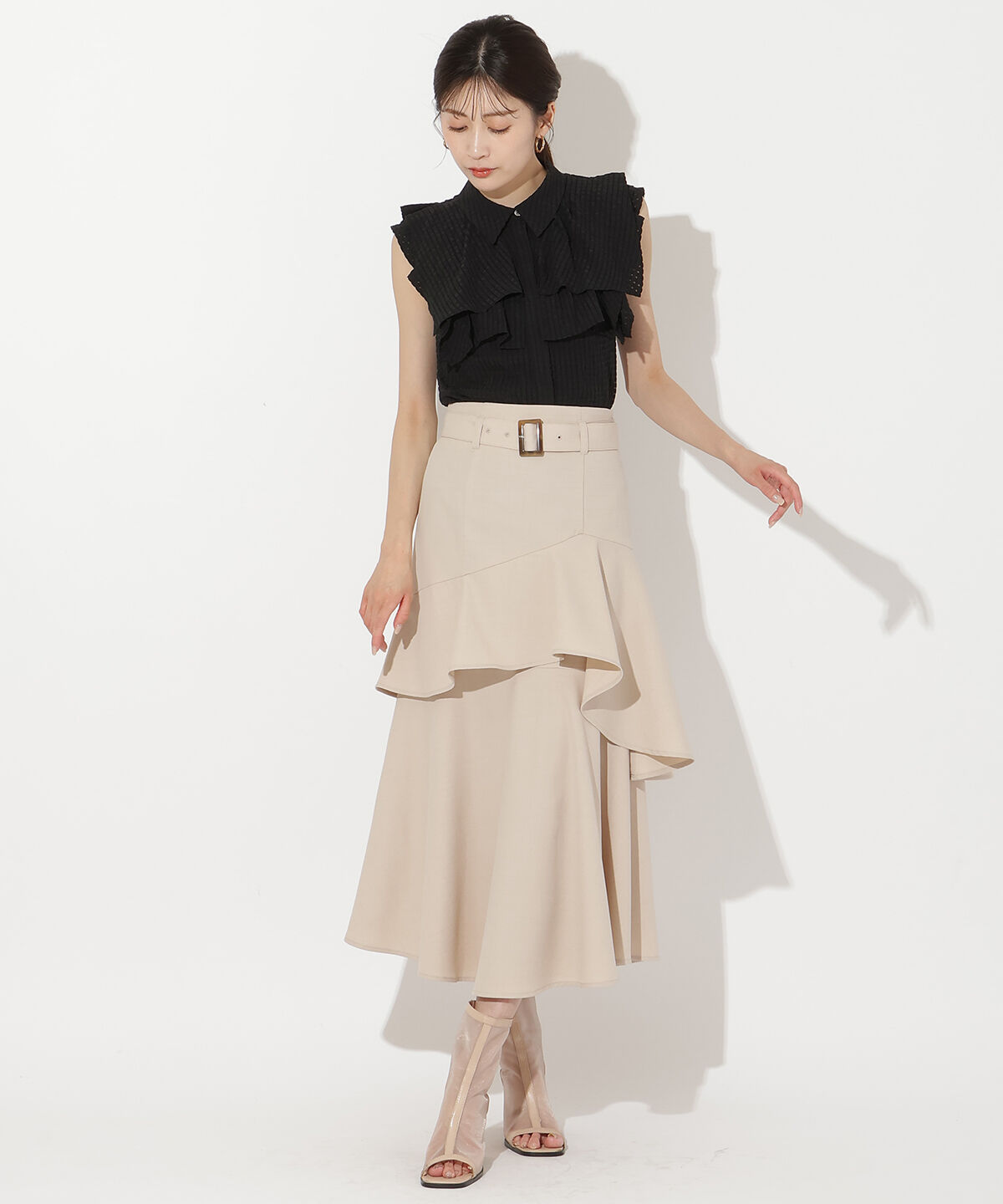 アンドクチュール「アシメフリルティアードスカート」|フレア|